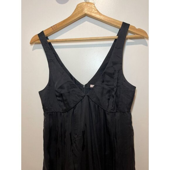 Rebecca Taylor Black 100% Silk V-NeckCocktail Mini Dress Women Size 2 - Picture 2 of 9